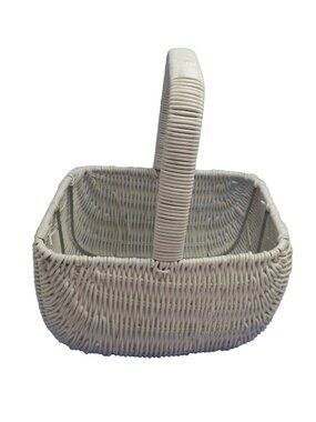 White Basket Rectangle Handle Laminated Metal Wedding Shower Cottage Easter